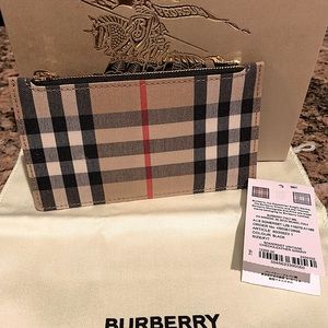 Burberry Somerset Vintage Check & Grainy Leather Wallet